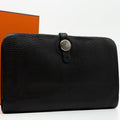 Hermes Dogon GM Duo Taurillon Clemence Silver Wallet