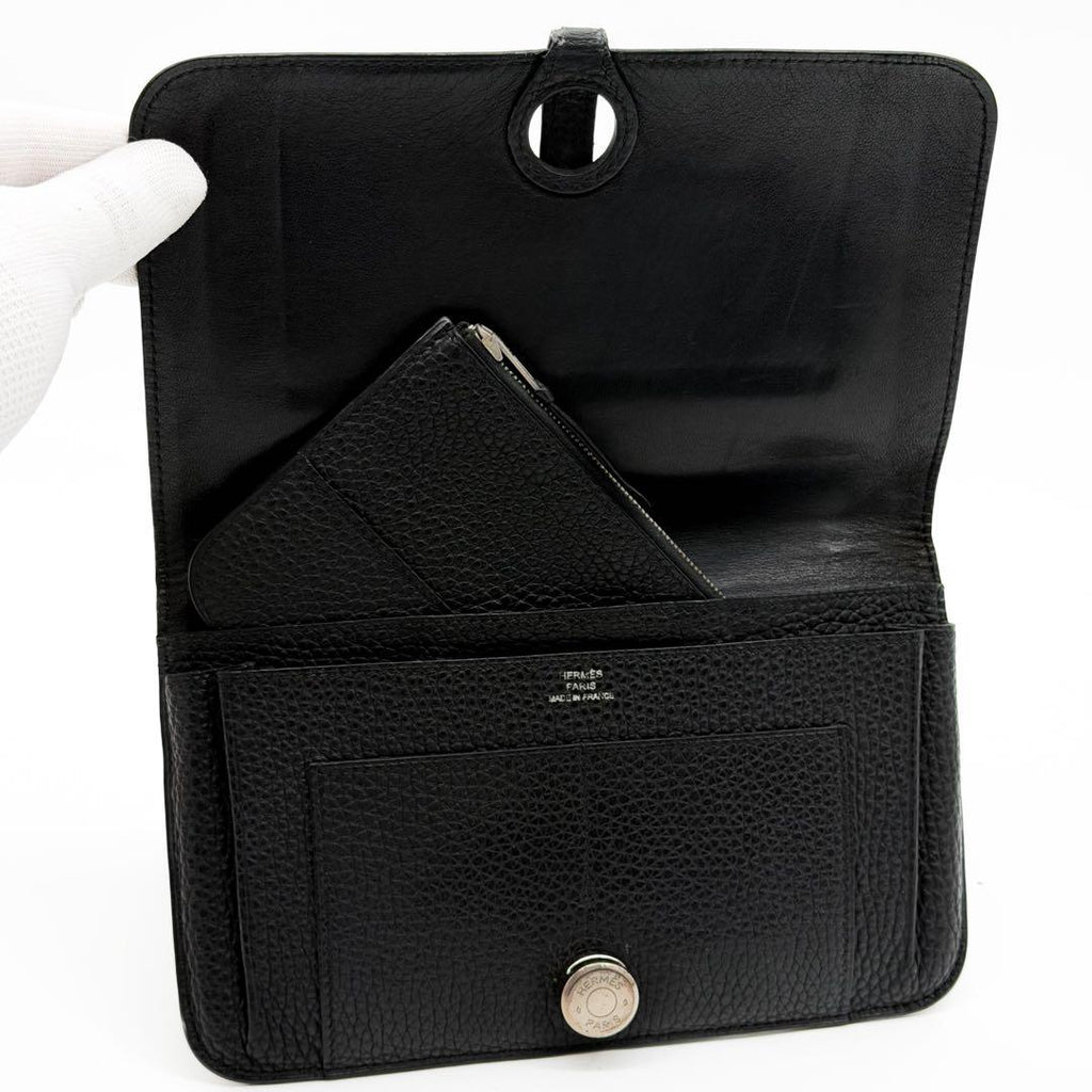 Hermes Dogon GM Duo Taurillon Clemence Silver Wallet — view 8