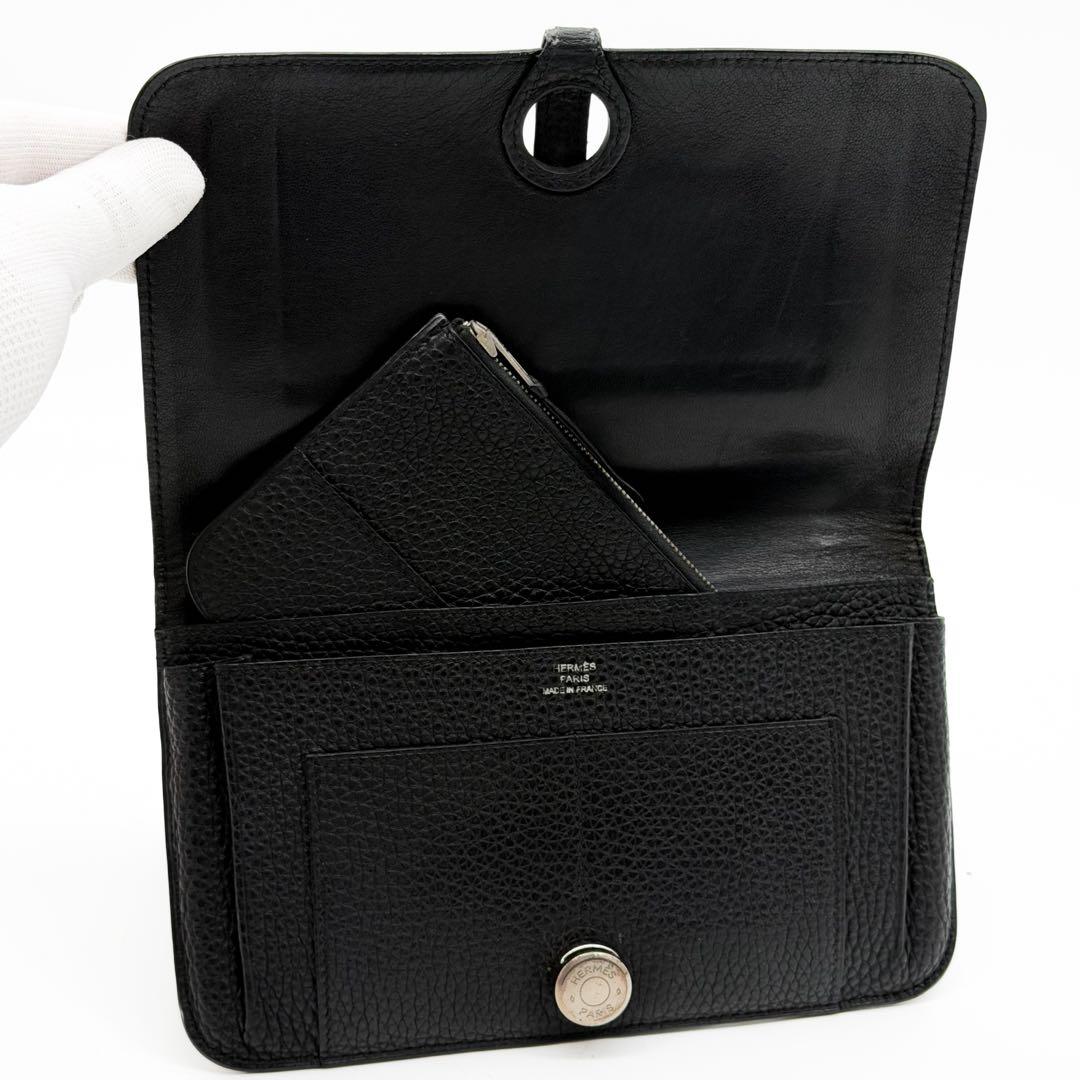 Hermes Dogon GM Duo Taurillon Clemence Silver Wallet — view 8