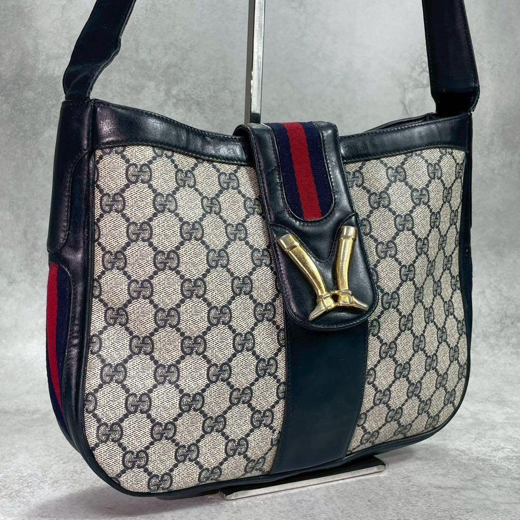 Gucci GG Sherry Line Shoulder Bag Navy Leather