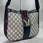 Gucci GG Sherry Line Shoulder Bag Navy Leather