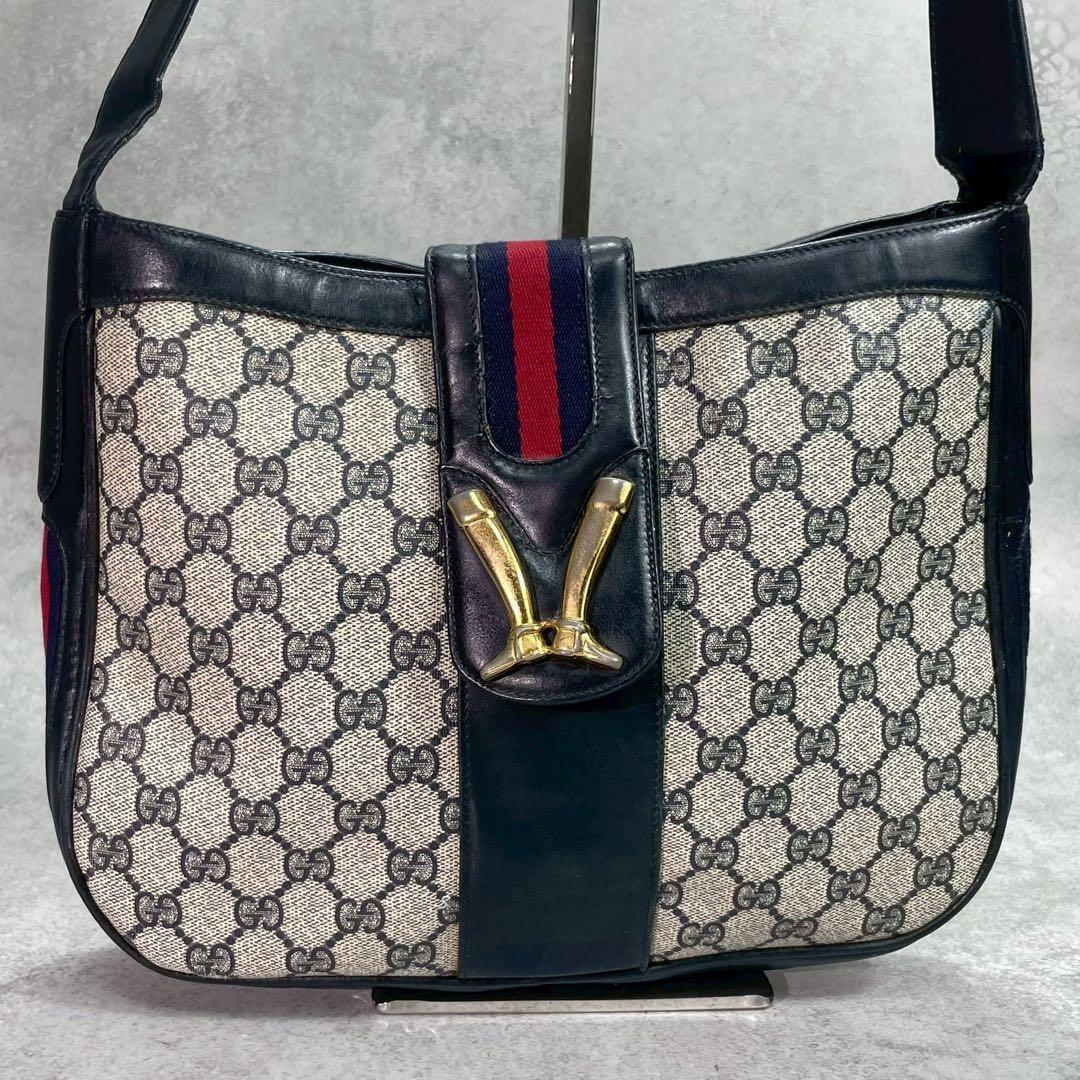 Gucci GG Sherry Line Shoulder Bag Navy Leather — view 2
