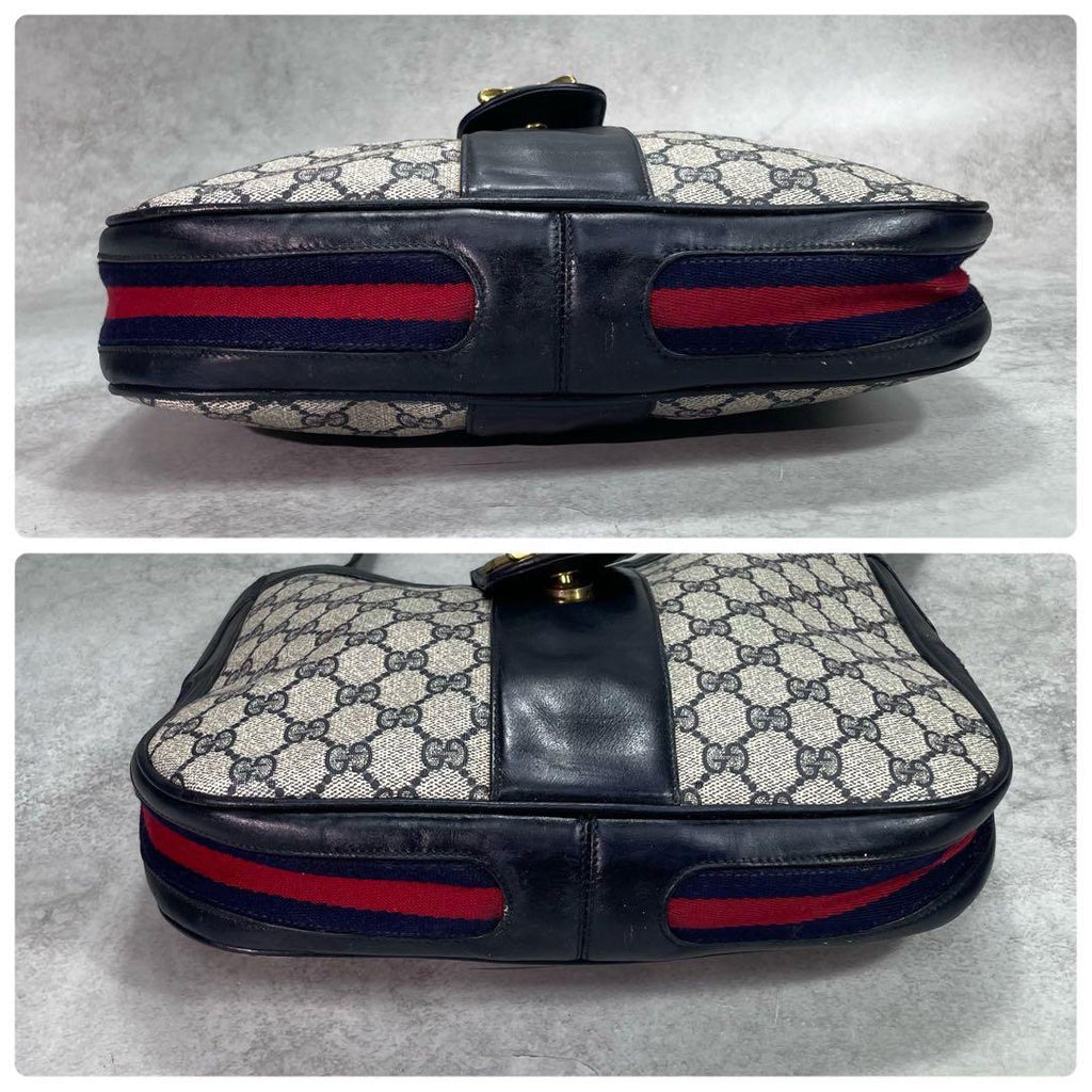 Gucci GG Sherry Line Shoulder Bag Navy Leather — view 9