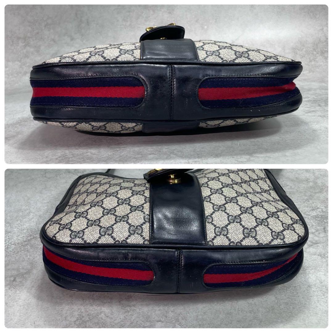 Gucci GG Sherry Line Shoulder Bag Navy Leather — view 9