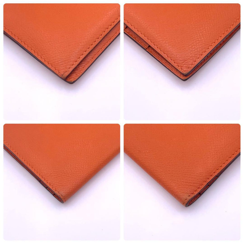 Hermes Bearn Classic Veau Epsom Wallet Orange — view 7