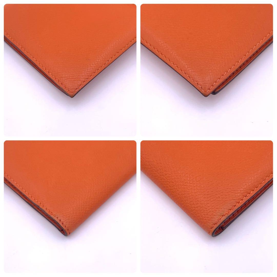 Hermes Bearn Classic Veau Epsom Wallet Orange — view 8