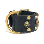Gucci Leather Bracelet Cat Head Black Gold Hardware — view 4
