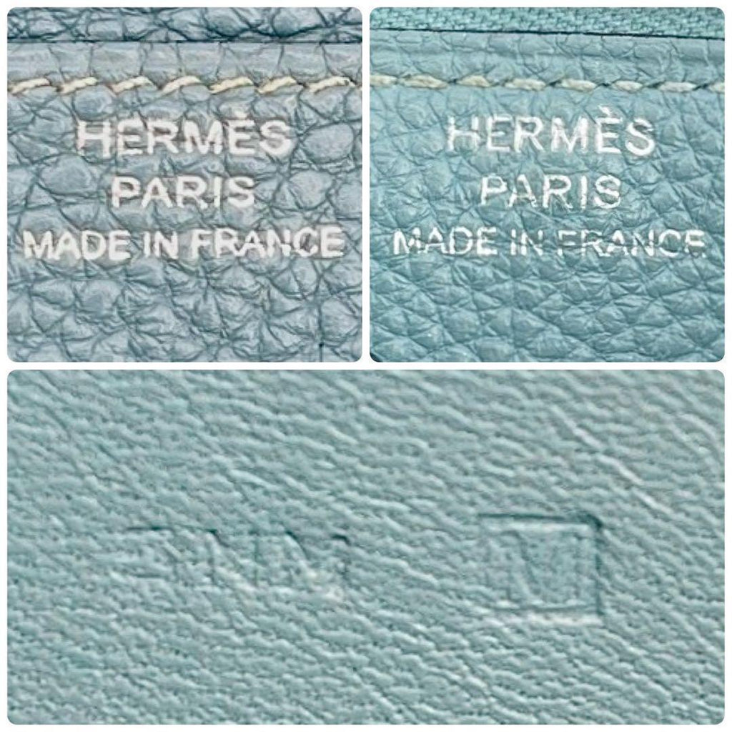Hermes Dogon GM Duo Bifold Wallet Blue Silver Pouch — view 8