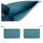 Hermes Dogon GM Duo Bifold Wallet Blue Silver Pouch — view 9