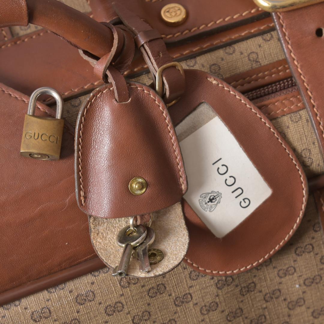 Gucci Vintage Micro GG Boston Bag Leather Brown — view 6