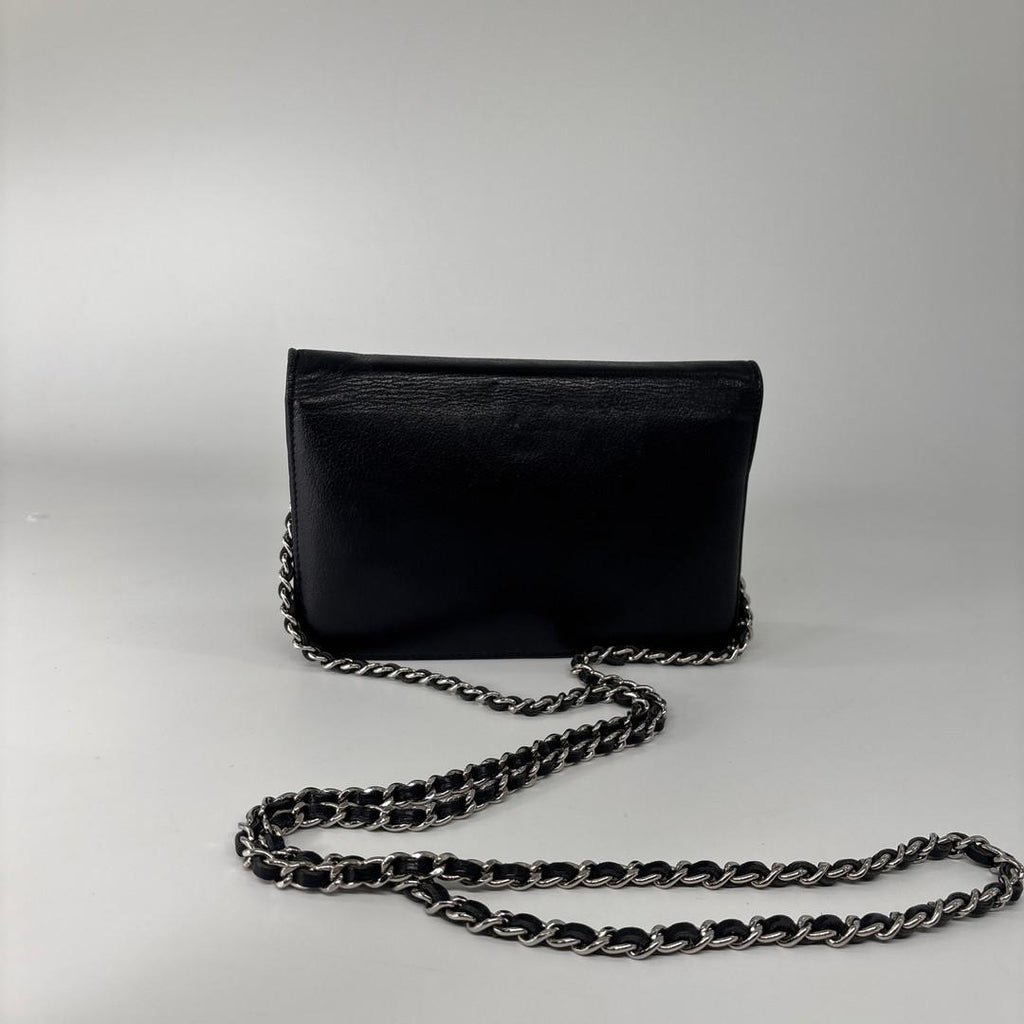Chanel Camellia Leather Chain Wallet Shoulder — view 5
