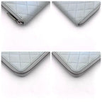 Chanel Quilted Caviar Leather Zip Around Wallet Blue — view 8