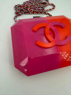 Chanel Acrylic Bicolor Flap Bag Pink — view 2