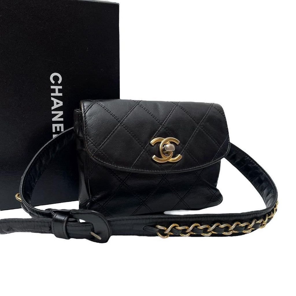Chanel Bicolor Quilted Lambskin Waist Shoulder