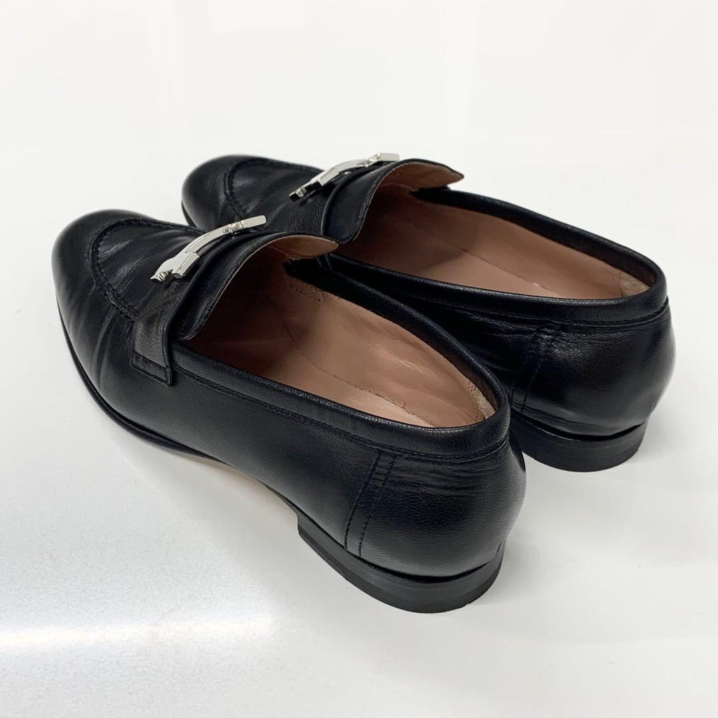 Hermes Paris Hhardware Leather Loafers Black — view 4