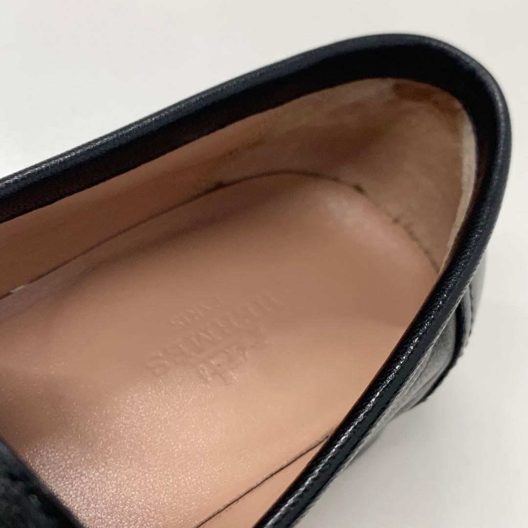 Hermes Paris Hhardware Leather Loafers Black — view 7