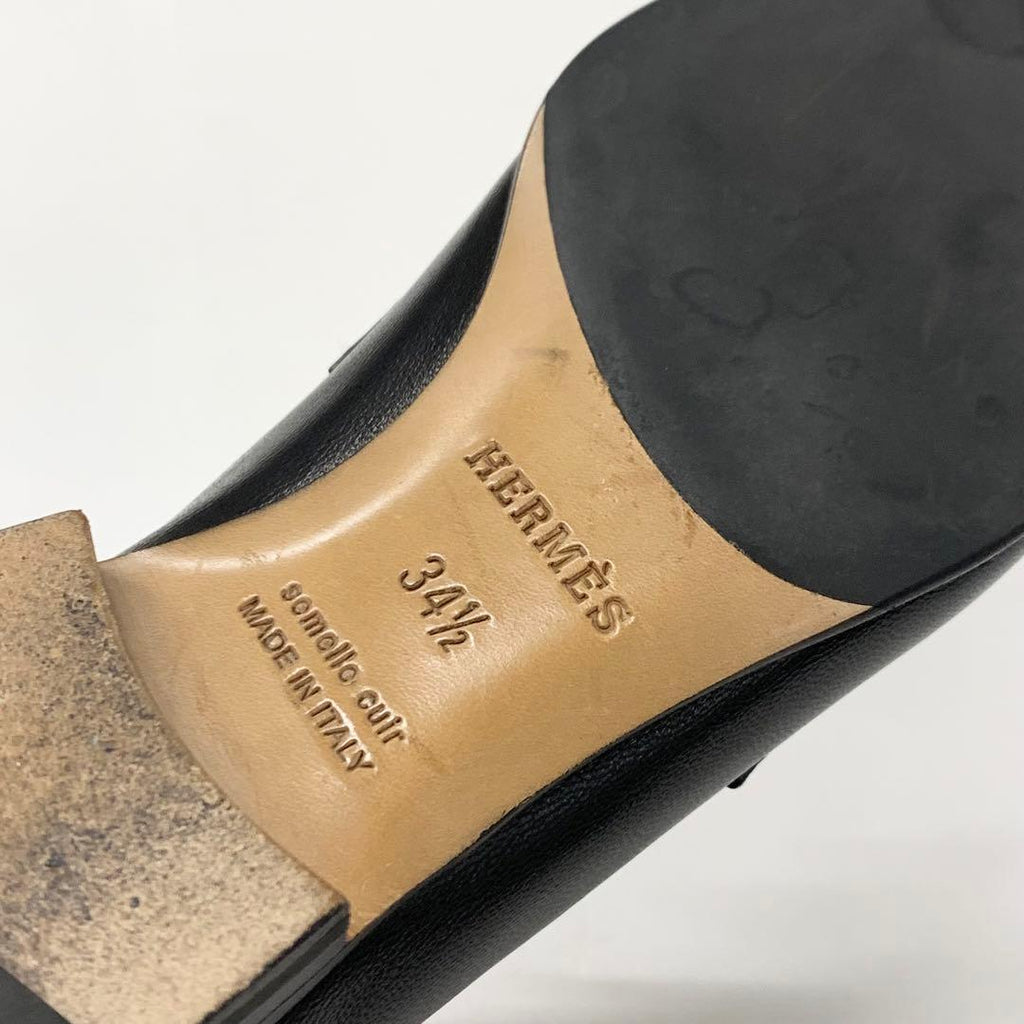 Hermes Paris Hhardware Leather Loafers Black — view 8