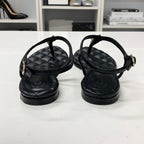 Chanel CC Logo Star Quilted Leather Thong Sandals Black — view 5