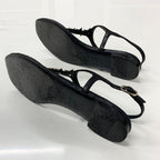 Chanel CC Logo Star Quilted Leather Thong Sandals Black — view 6