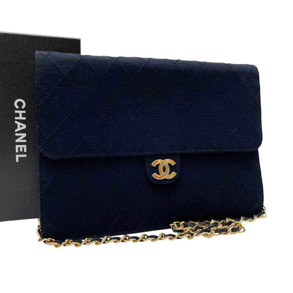 Chanel Quilted Cotton Chain Shoulder Bag CC Logo