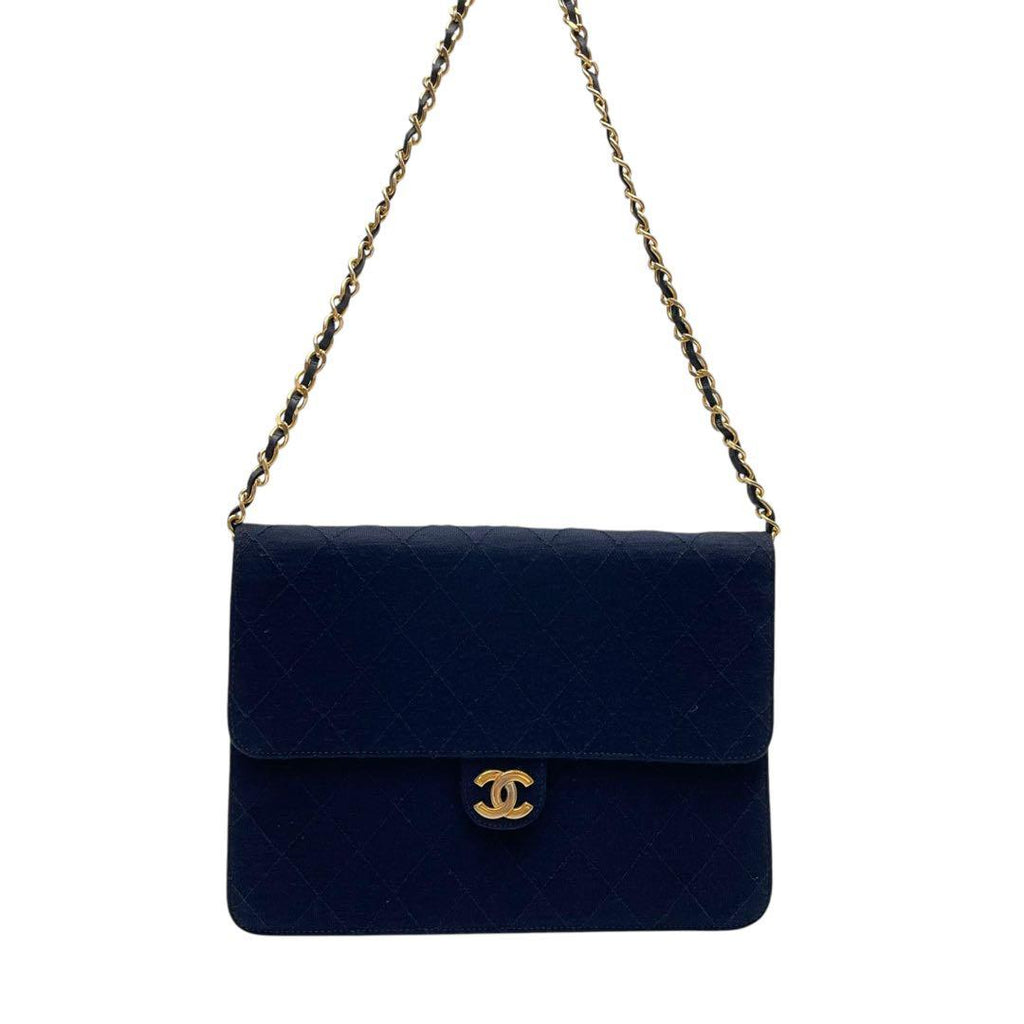 Chanel Quilted Cotton Chain Shoulder Bag CC Logo — view 3