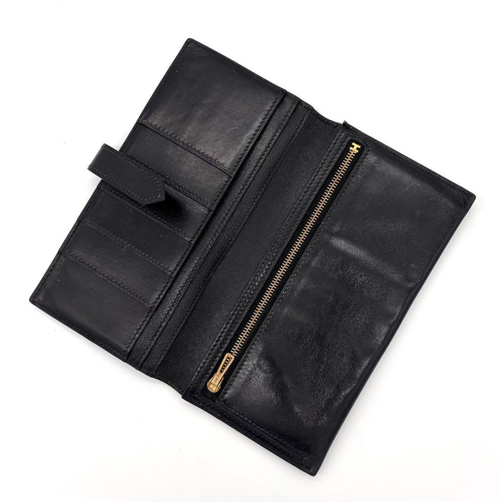 Hermes Bearn Classic Box Calf Black Wallet — view 3