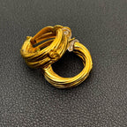 Chanel CC Logo Hoop Earrings Vintage Gold — view 3