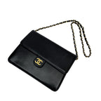 Chanel Enamel Leather Chain Shoulder Bag CC Logo Black — view 3