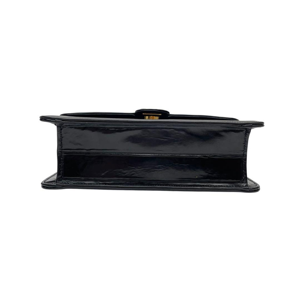 Chanel Enamel Leather Chain Shoulder Bag CC Logo Black — view 5