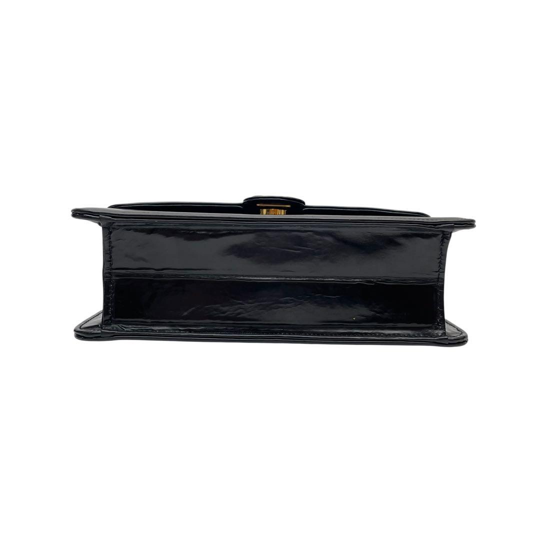 Chanel Enamel Leather Chain Shoulder Bag CC Logo Black — view 5
