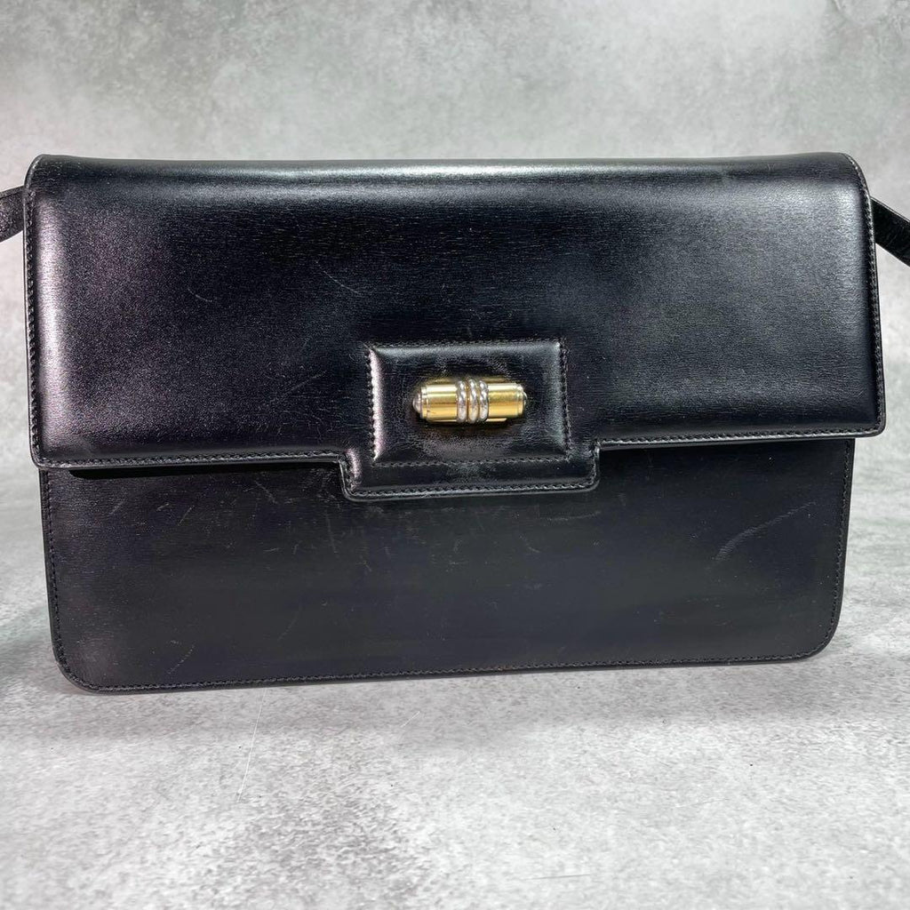 Gucci Shoulder Bag Black Leather Gold — view 2