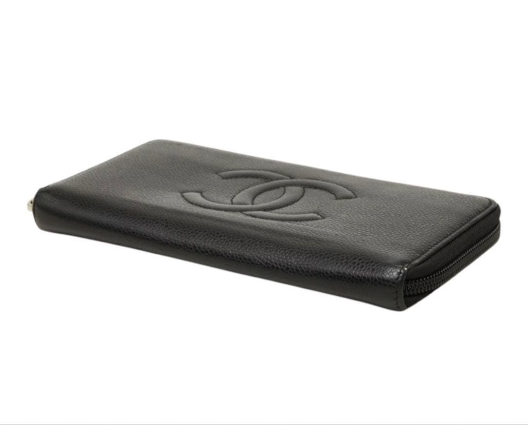 Chanel CC Logo Zip Around Wallet Black — view 5
