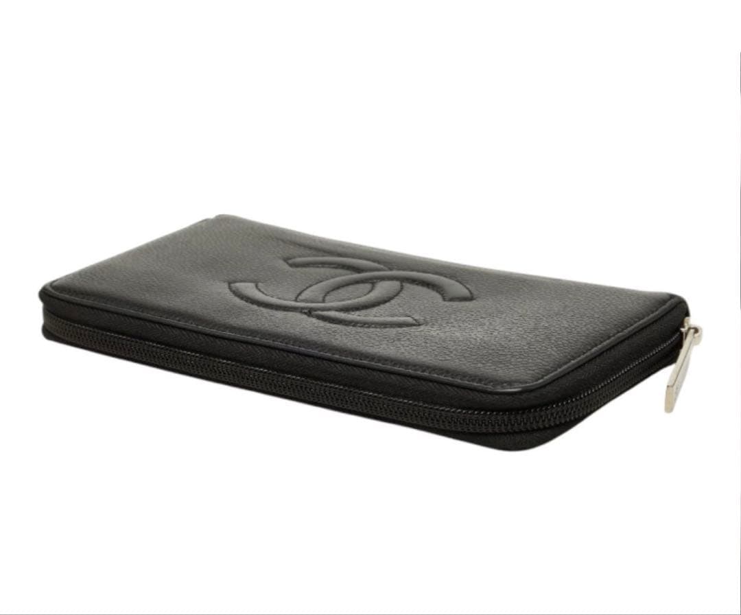 Chanel CC Logo Zip Around Wallet Black — view 6