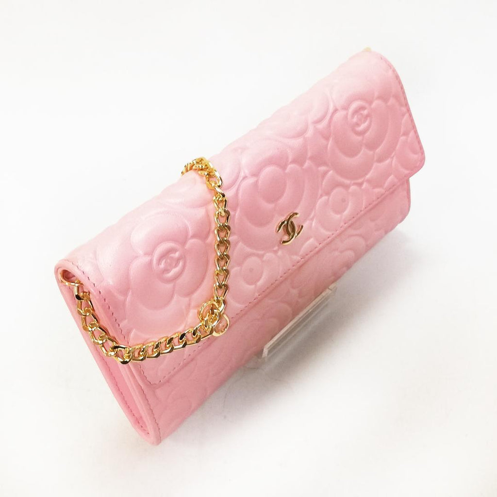 Chanel Camellia Long Wallet Pink Chain — view 2