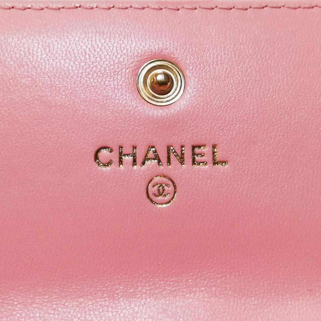 Chanel Camellia Long Wallet Pink Chain — view 5