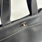 Chanel Super Caviar Leather Black Tote Seal — view 7