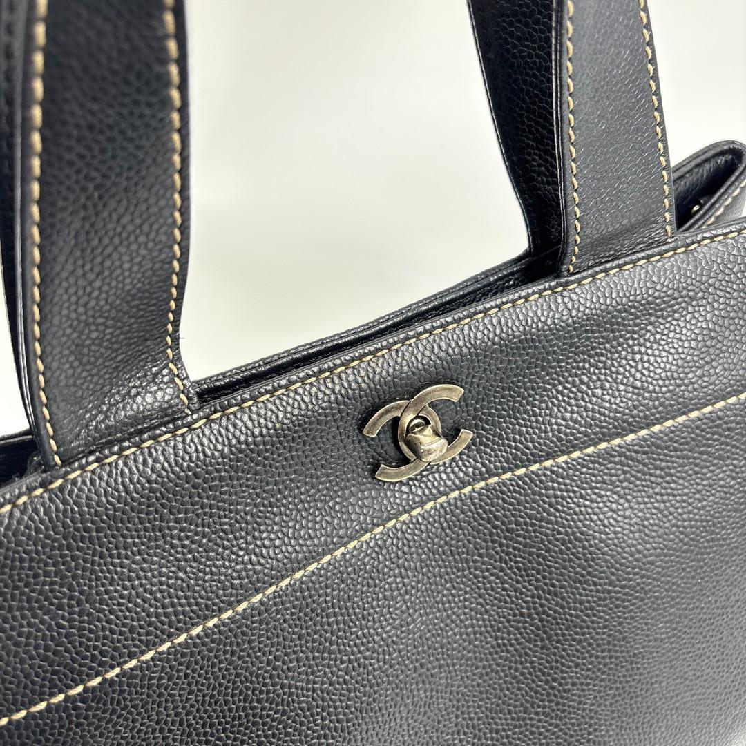 Chanel Super Caviar Leather Black Tote Seal — view 7