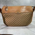 Gucci GG Shoulder Bag Brown Beige Logo Leather — view 2