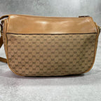 Gucci GG Shoulder Bag Brown Beige Logo Leather — view 3