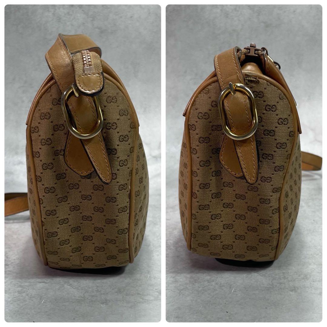 Gucci GG Shoulder Bag Brown Beige Logo Leather — view 6