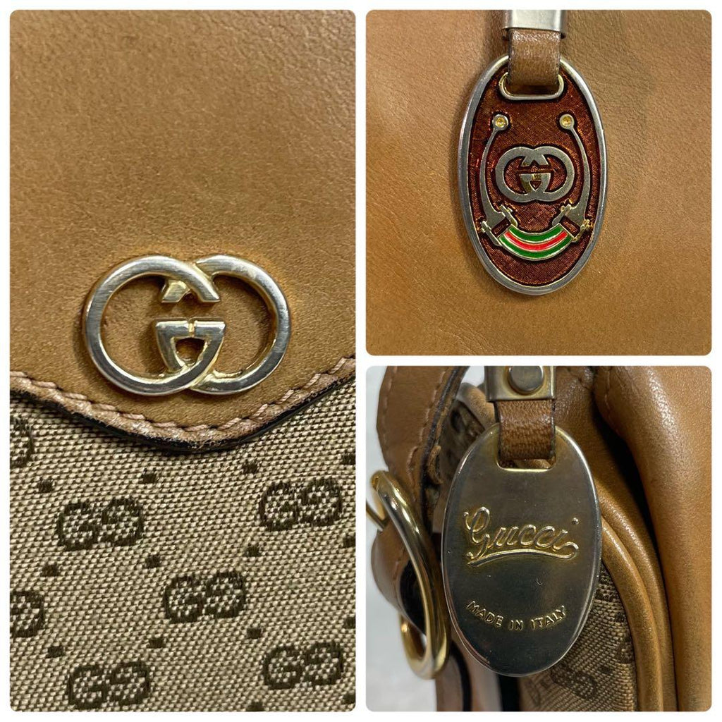 Gucci GG Shoulder Bag Brown Beige Logo Leather — view 9