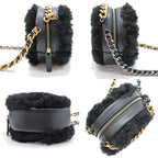 Chanel Round Shearling Shoulder Bag 19 Black Ap0945 Gold Chain — view 5