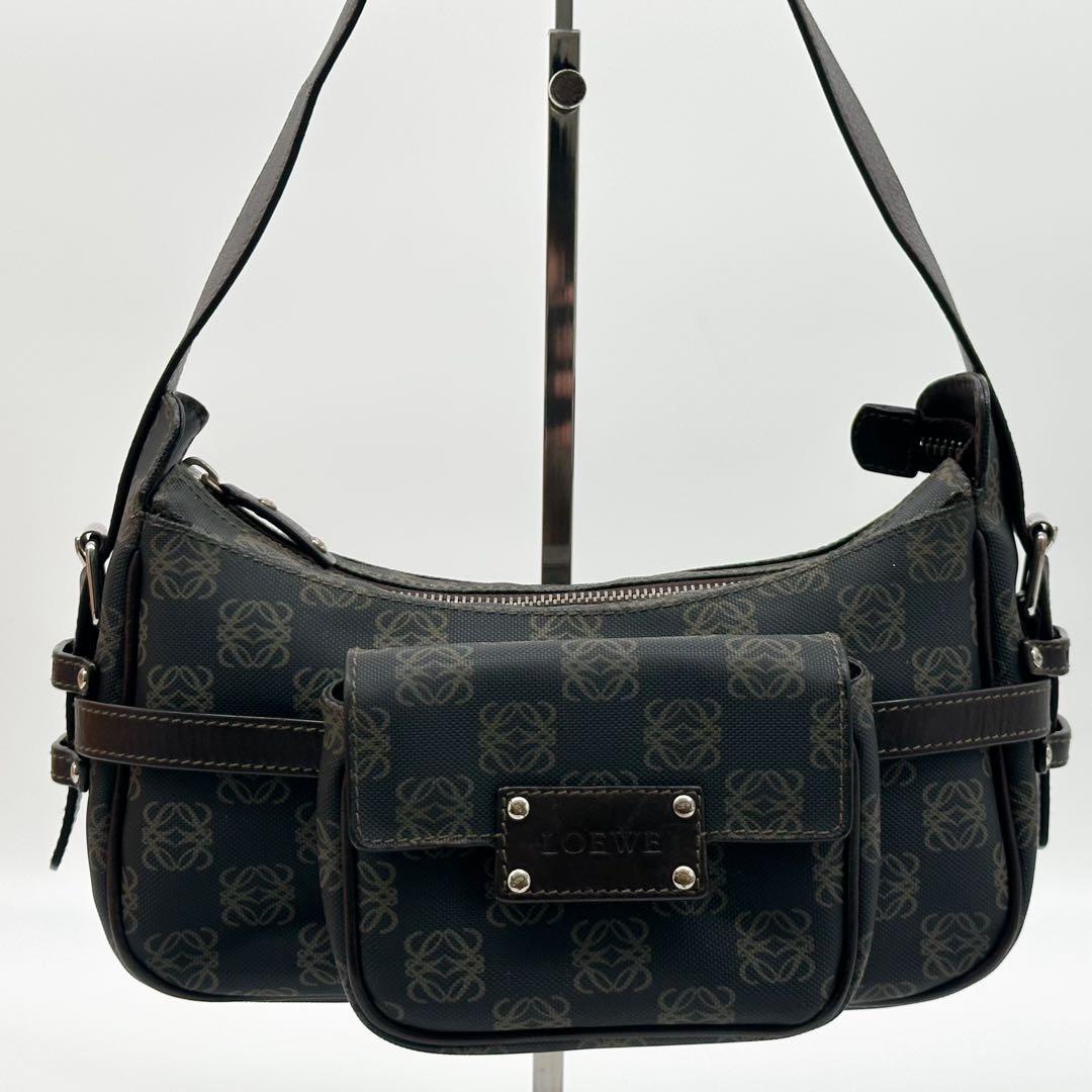 Loewe Anagram Canvas Shoulder Bag Leather — view 2