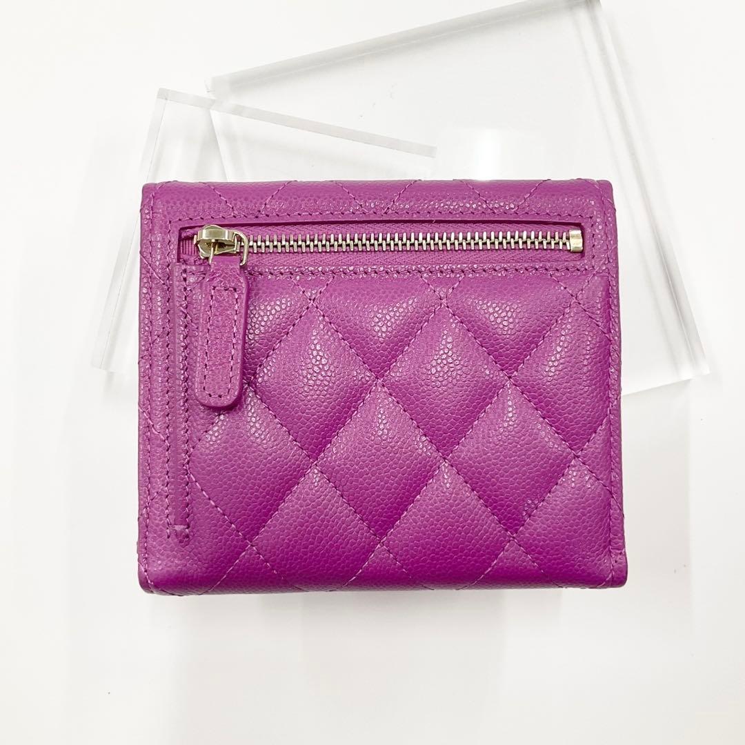 Chanel Quilted Caviar Leather CC Logo Wallet Trifold — view 3