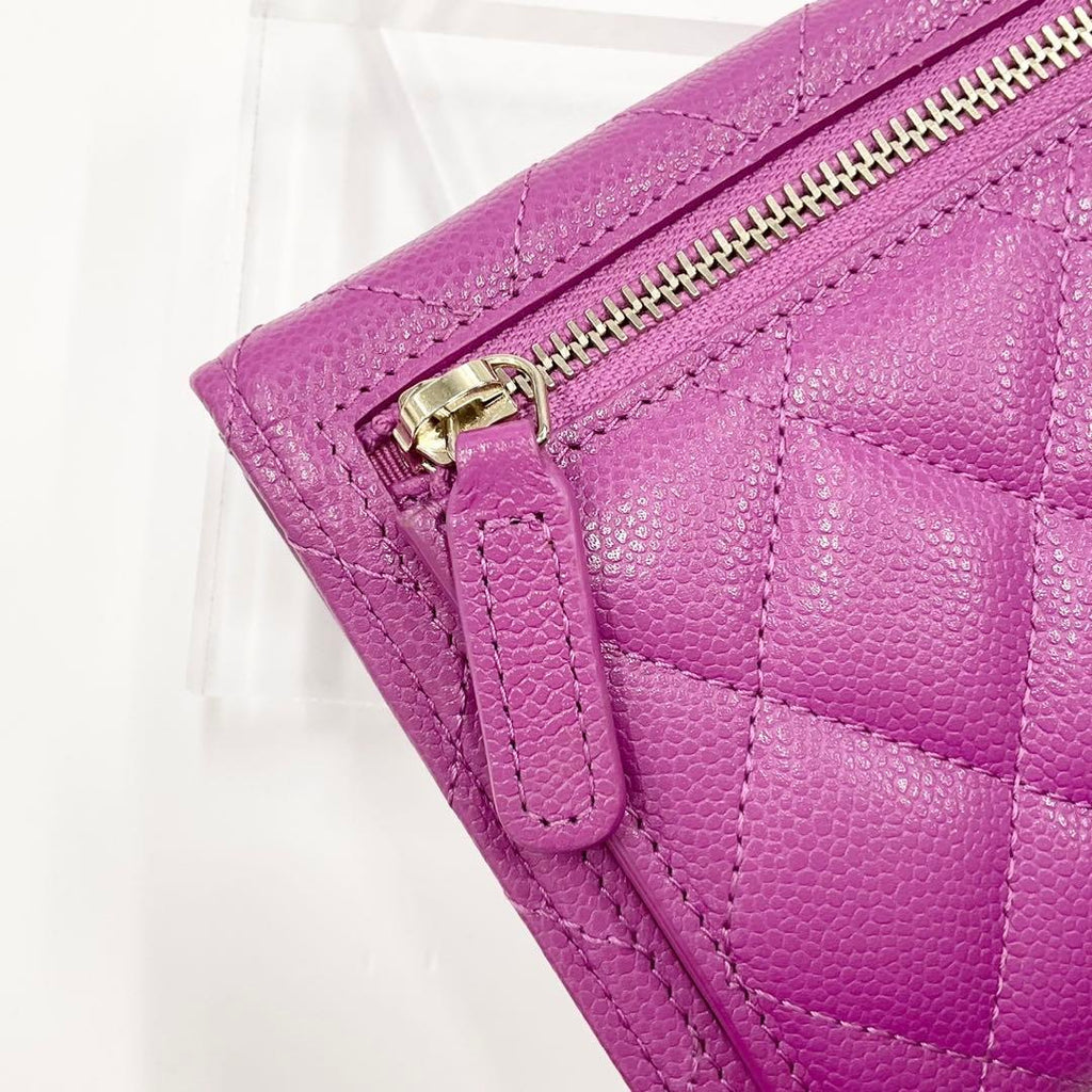Chanel Quilted Caviar Leather CC Logo Wallet Trifold — view 4