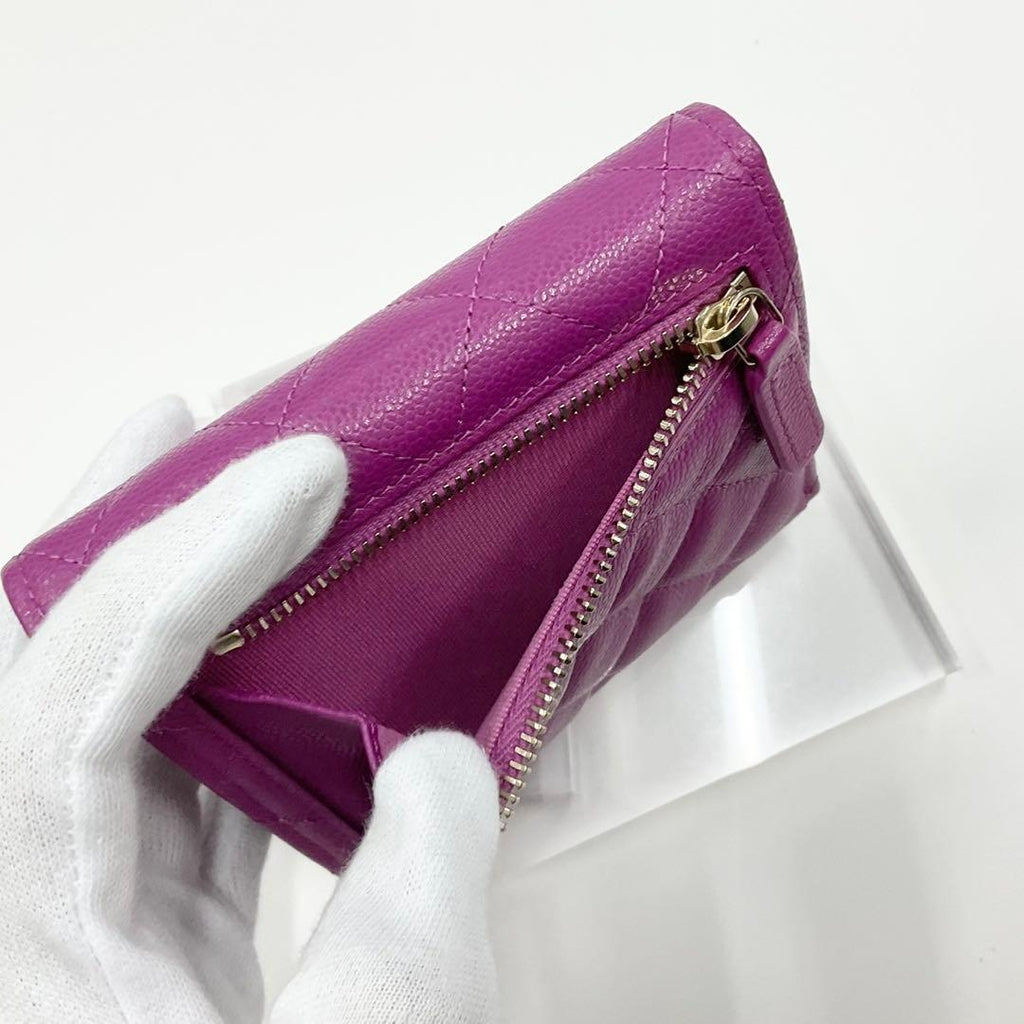 Chanel Quilted Caviar Leather CC Logo Wallet Trifold — view 5
