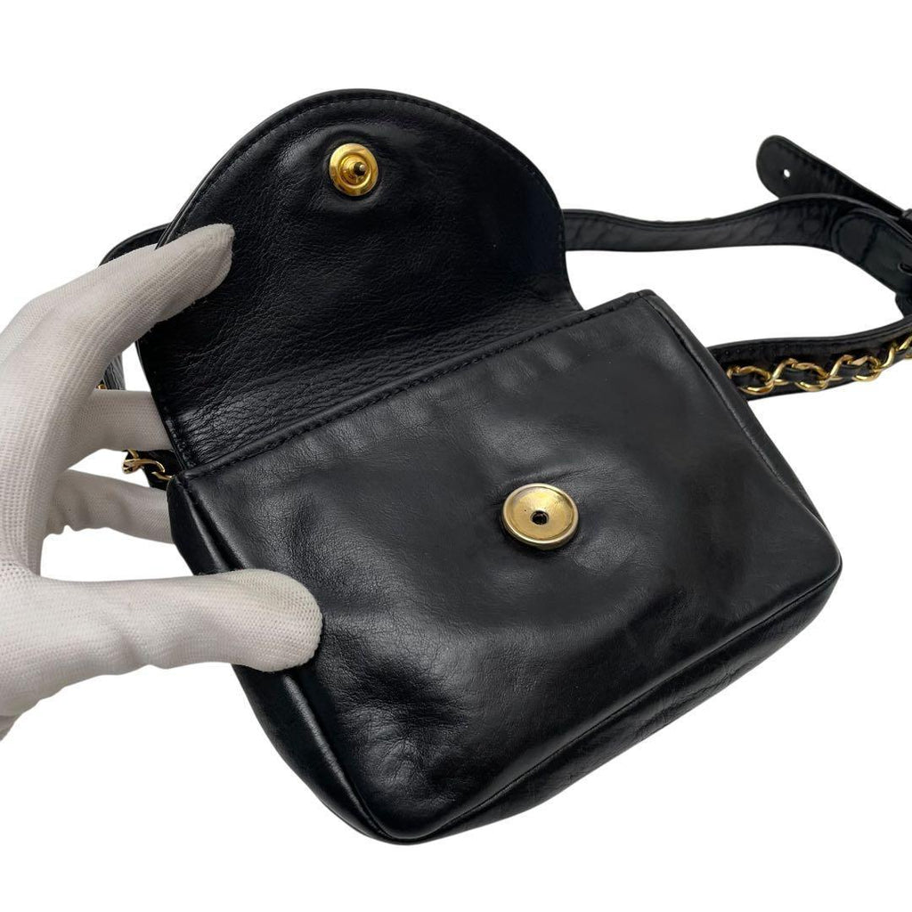Chanel Lambskin CC Logo Waist Belt Bag Black — view 7