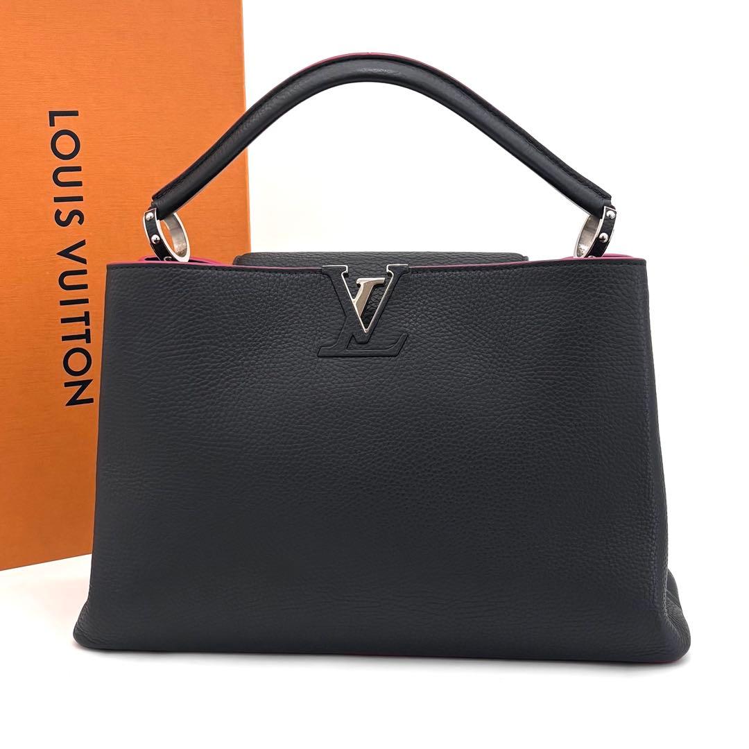 Louis Vuitton Capucines PM Tote Black Pink