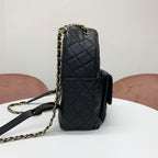 Chanel Quilted Caviar Leather CC Logo Turnlock Backpack