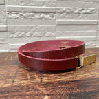 Chanel Leather Gold Buckle Logo Narrow Belt Bordeaux — view 4